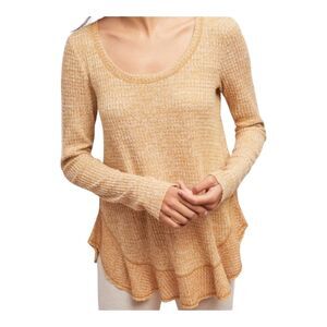 Anthropologie Waffle Thermal Knit Tunic Mustard Gold Saturday Sunday Small
